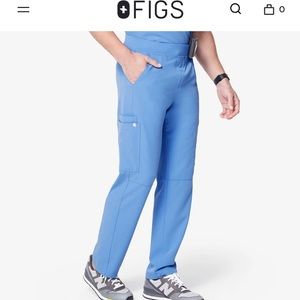 2 pairs of Figs Axim Cargo scrub pants in ceil blue